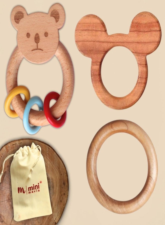 Minimavin Cerfified Organic cotton Baby Rattle Toys for Newborns 0-6 Months | Soft Infant Toys for Baby Boy & Girl | Developmental Rattle Set, Musical & Hand Tapping Toy | Gifts for New Born Baby 0-12 Months, New born Essentials. (DINO) (BEARRATTLE_RING_BUNNY)
